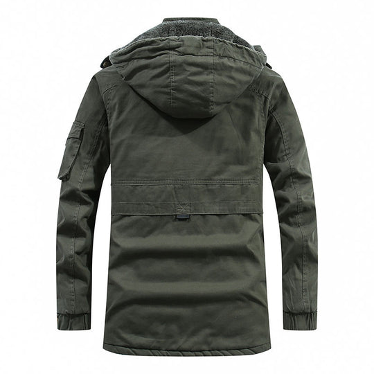 Herren Fieldparka aus robustem Canvas mit wärmender Teddyfleece‑Innenlage und Ärmeltasche EB
