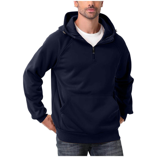 Herren nan Halbzip-Hoodie mit verstellbarer Kapuze, Kängurutasche und Raglanärmeln EB