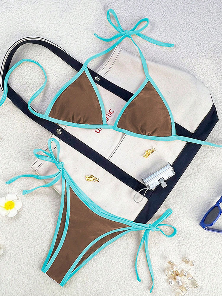 Damen Triangel-Bikini mit verspielten Schleifen EB