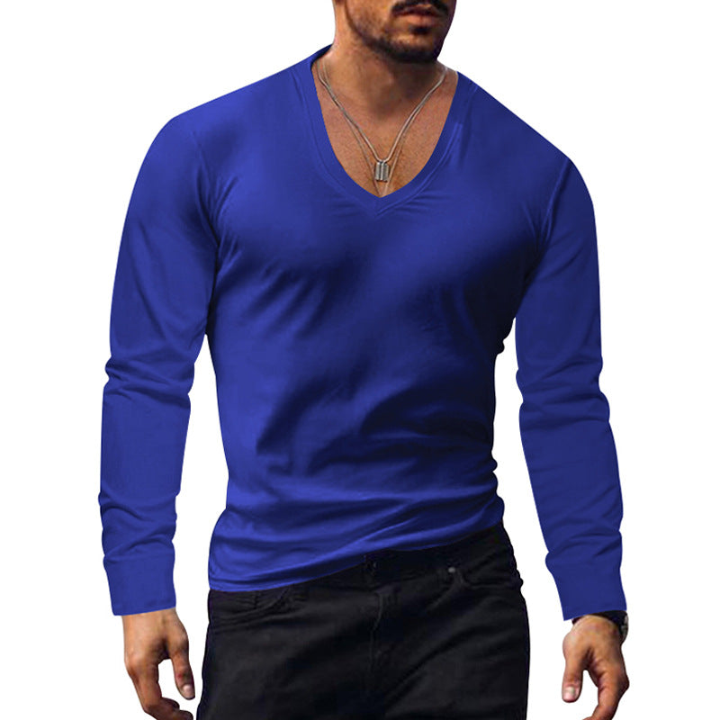 Herren Langarm V-Ausschnitt T-Shirt EB