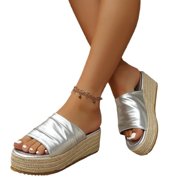 Damen Plateau-Pantoletten mit elegantem Riemen EB