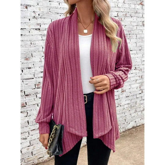 Damen Gestreifter Cardigan mit offenem Schnitt und langen Ärmeln EB