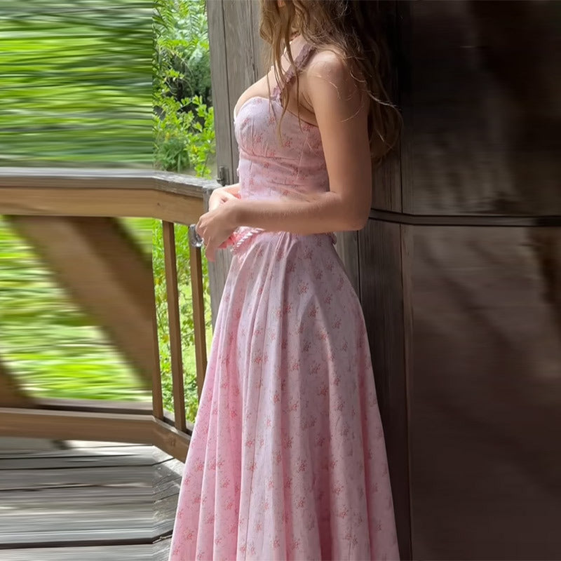 Damen Abendkleid mit floralen Mustern und elegantem Bustier EB