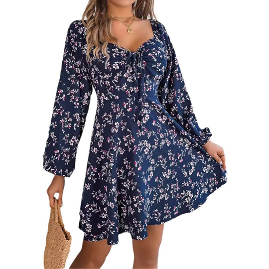 Damen Off-Shoulder Blumenkleid mit Rüschendetails EB
