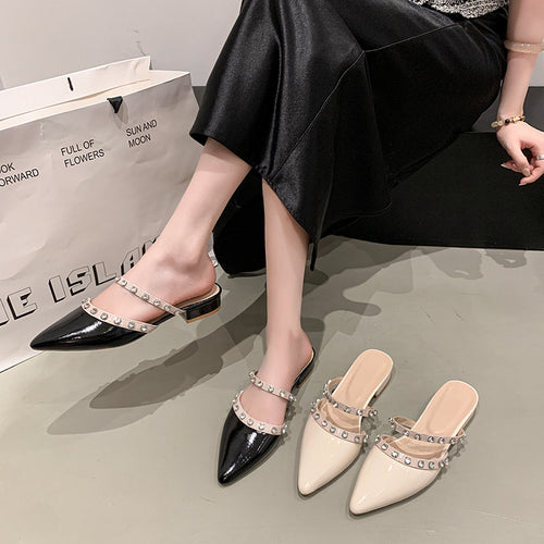 Damen Elegante Mules mit glitzernden Schmuckdetails EB