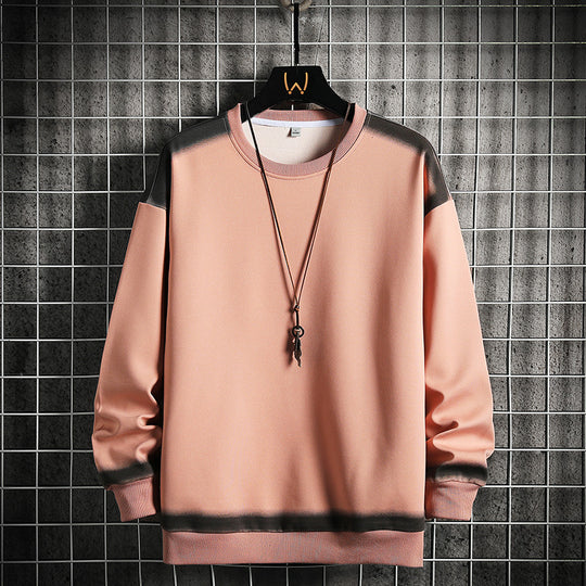 Herren Oversize-Sweatshirt mit Rundhals, kontrastiertem Spray‑Effekt und geripptem Saum EB