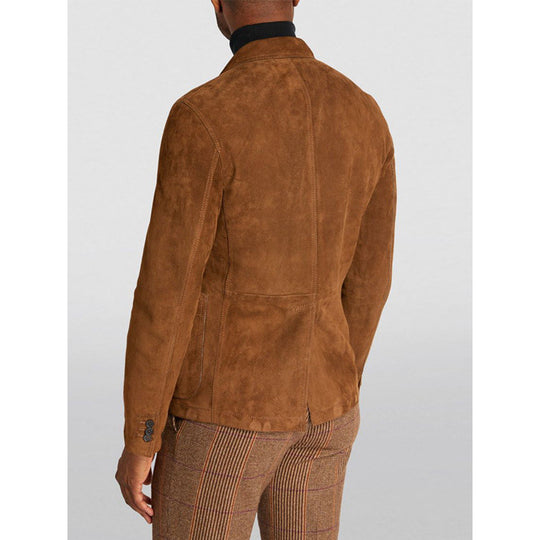 Herren Eleganter Wildlederblazer mit modernen Taschen und lässigem Schnitt EB