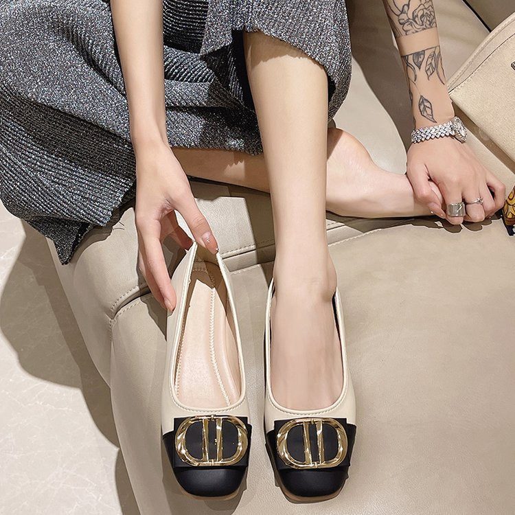 Damen elegante Ballerinas mit dekorativer Schnallenverzierung EB