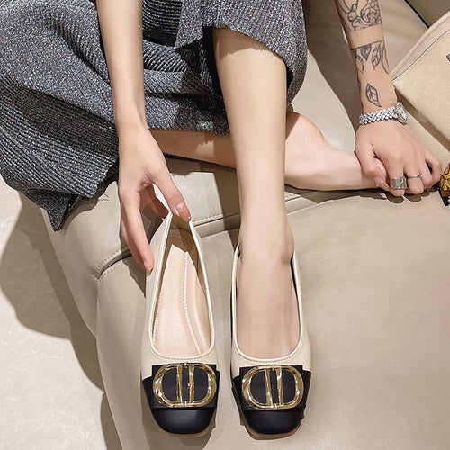 Damen elegante Ballerinas mit dekorativer Schnallenverzierung EB