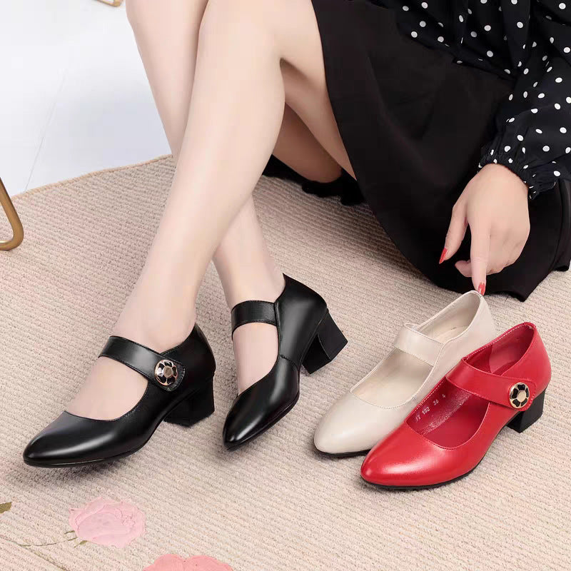 Damen Elegante Mary Jane Schuhe mit modischem Riemen und komfortablem Blockabsatz EB