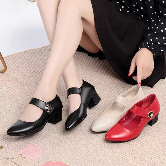 Damen Elegante Mary Jane Schuhe mit modischem Riemen und komfortablem Blockabsatz EB