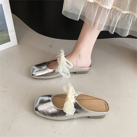 Damen elegante Mules mit dekorativer Schleifenverzierung EB