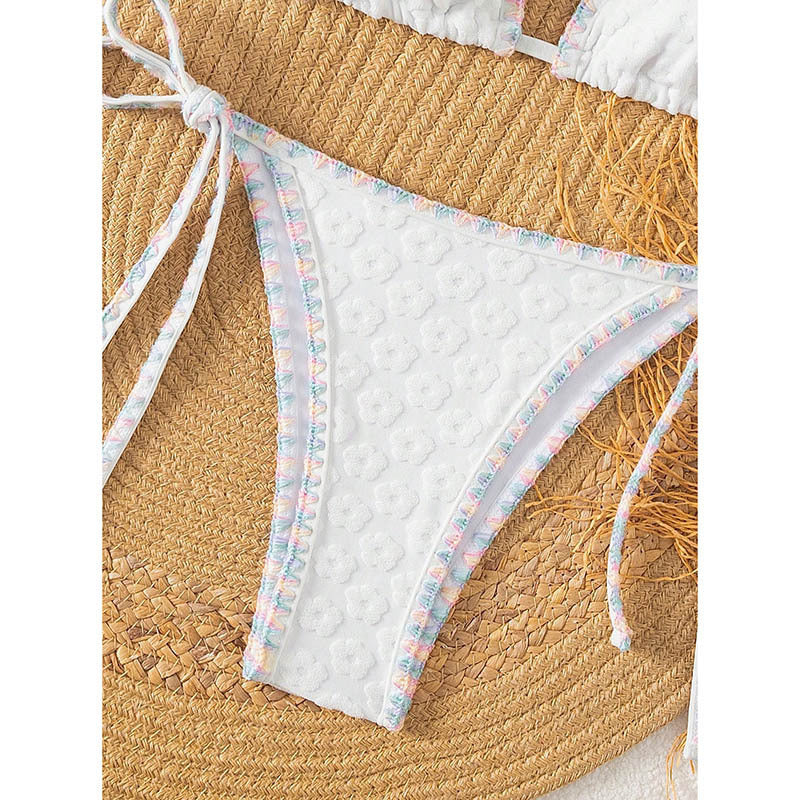 Damen Triangel-Bikini mit raffinierten Bindebändern und floralen Akzenten EB