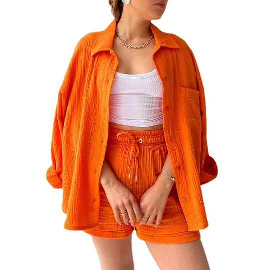 Damen lässige Oversized-Hemdjacke mit Gürtel EB