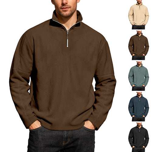 Herren nan leichter Mikrofleece-Performancepullover mit kurzem Reißverschluss Raglanärmeln und formgebenden Nähten EB
