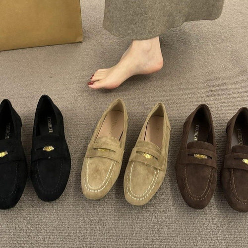 Damen Mokassins mit weichem Wildleder und elegantem Riemenverschluss EB