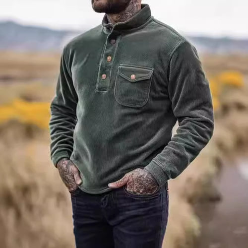 Herren Fleece-Hemd mit Knopfleiste und Brusttasche EB