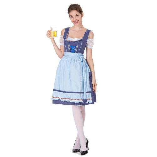Damen nan tradicionales Oktoberfest Dirndlkleid mit Schürze EB