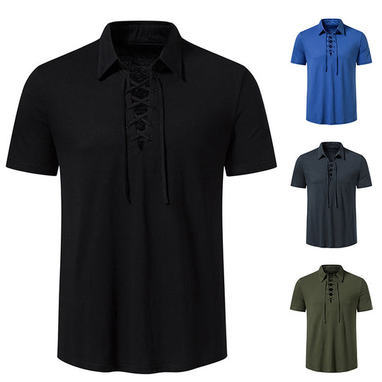 Herren Poloshirt mit modernem Schnürdesign und hochwertiger Baumwollqualität EB