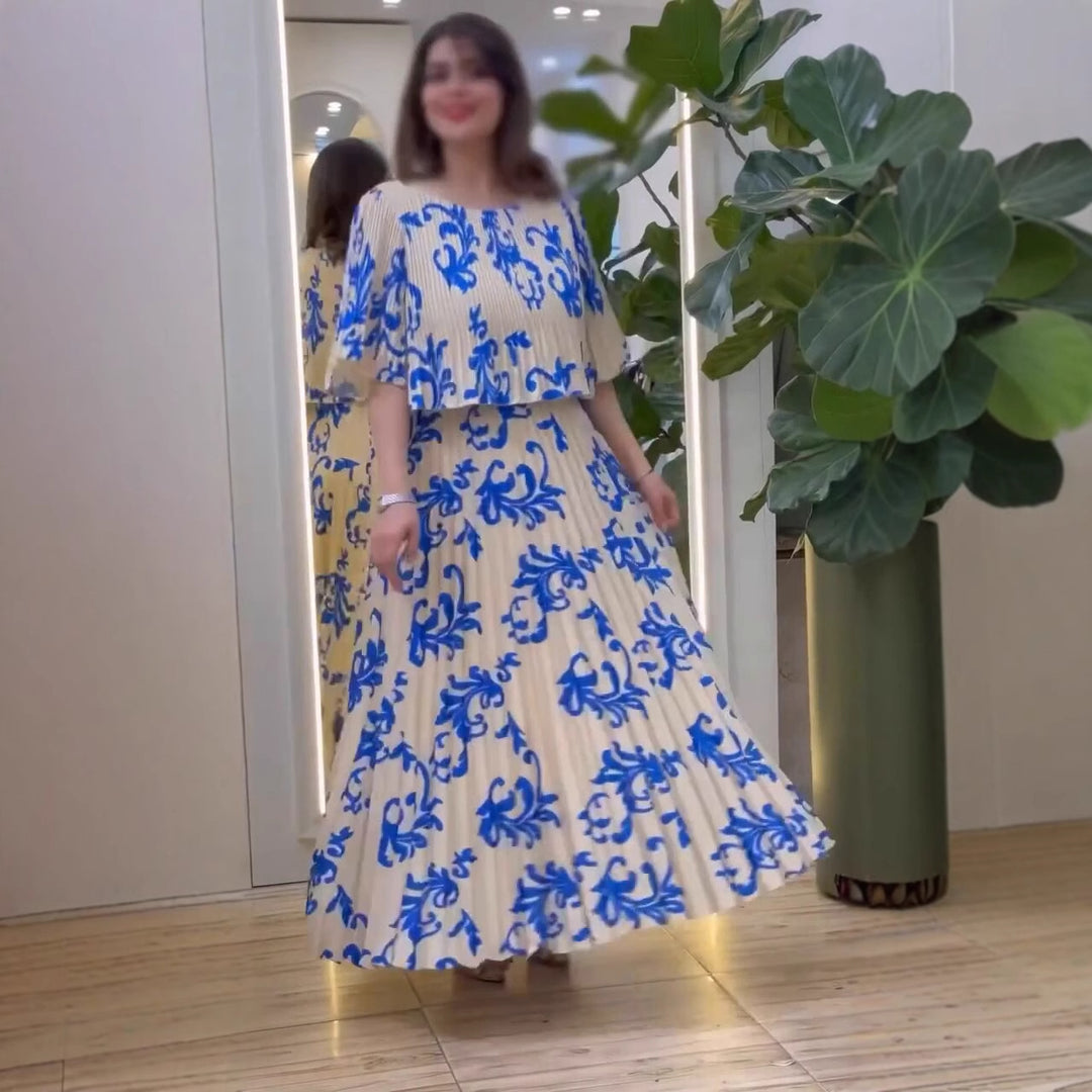 Damen Elegantes Maxikleid mit Rüschendesign und floralem Schnitt EB