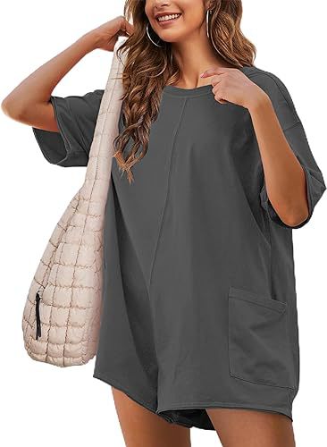 Damen Sportliches Oversized T-Shirt Kleid EB