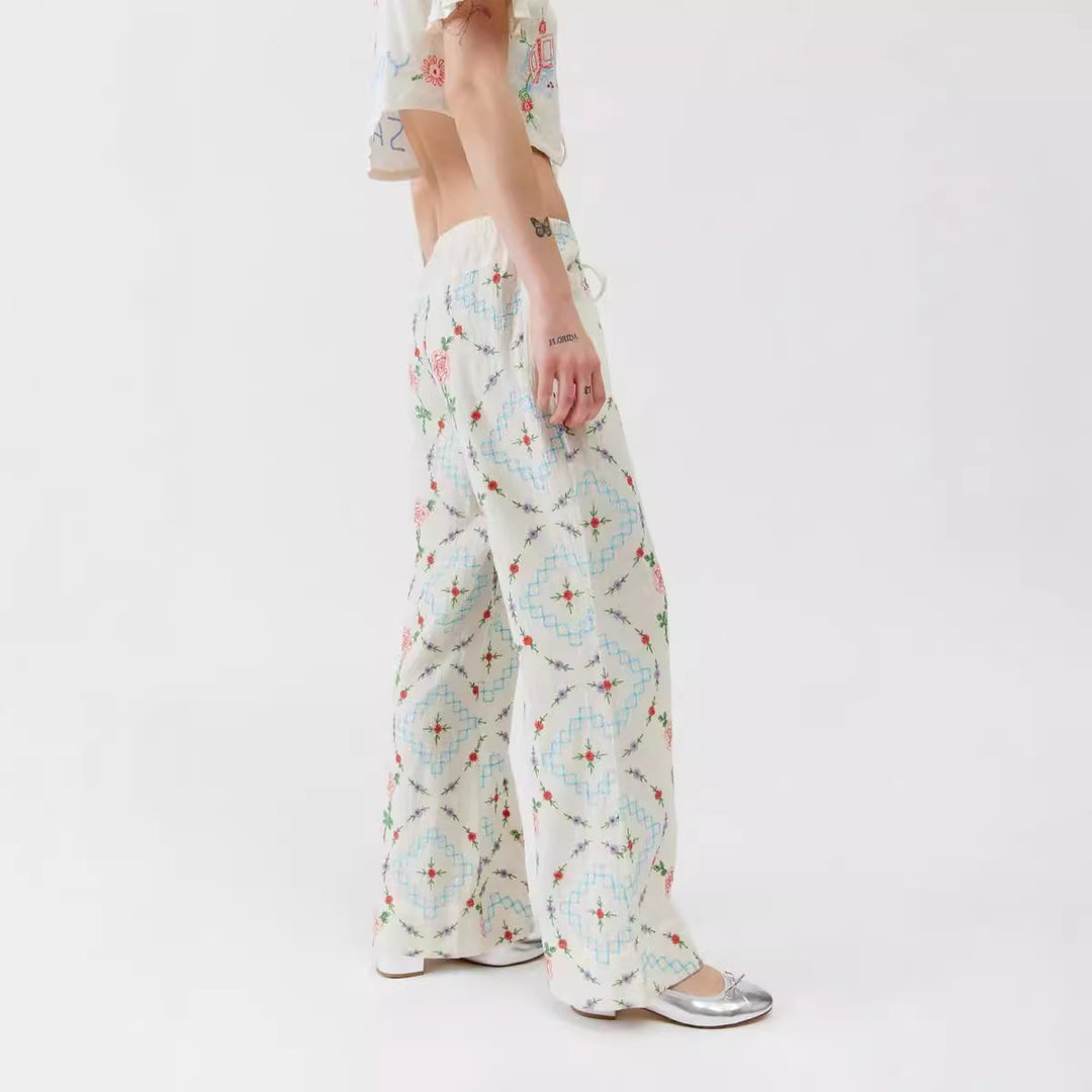 Damen Kombi-Set mit romantischem Stickdesign und lockerem Schnitt EB