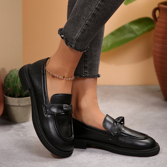 Damen klassische Loafer mit modischem Schleifendetail EB