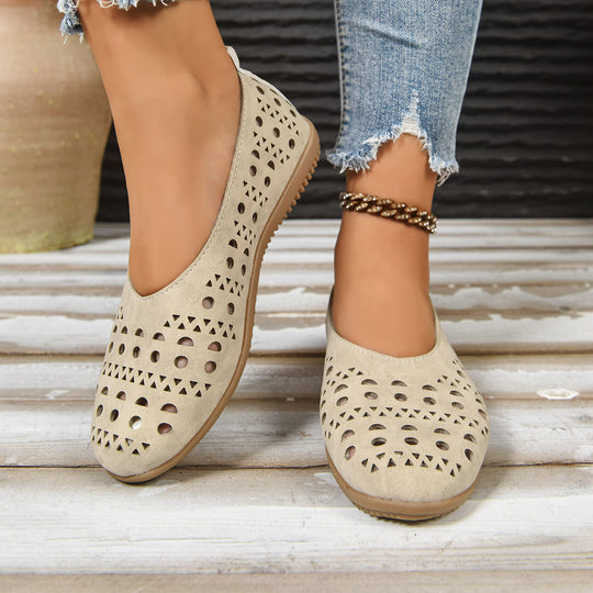 Damen Ballerinas mit modischem Lochdesign und rutschfester Sohle EB