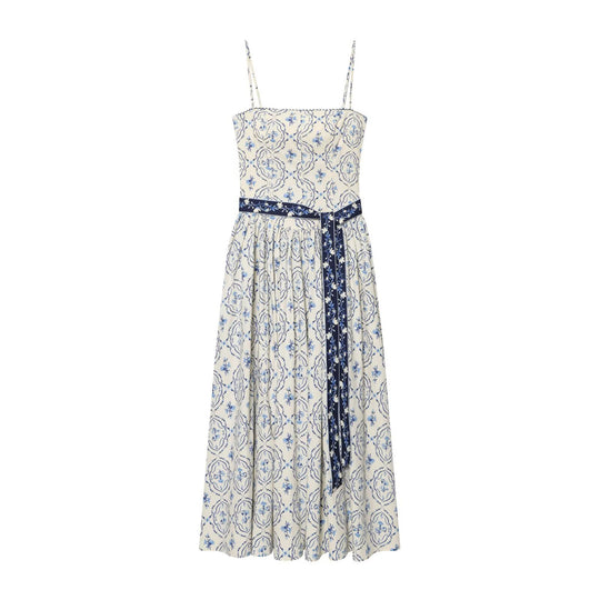 Damen Maxikleid mit floralem Muster und verstellbaren Spaghetti-Trägern EB