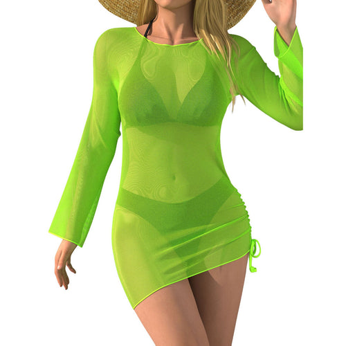 Damen Strandkleid mit transparenten Ärmeln EB