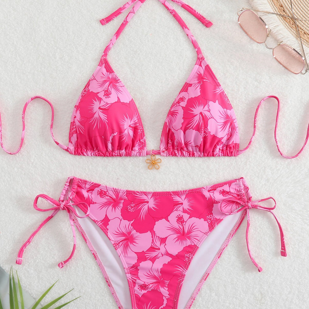 Damen Triangel-Bikini mit verspielten Floral-Details EB