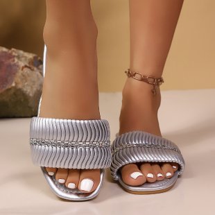 Damen Modische Komfort-Sandalen mit glitzernden Riemen EB