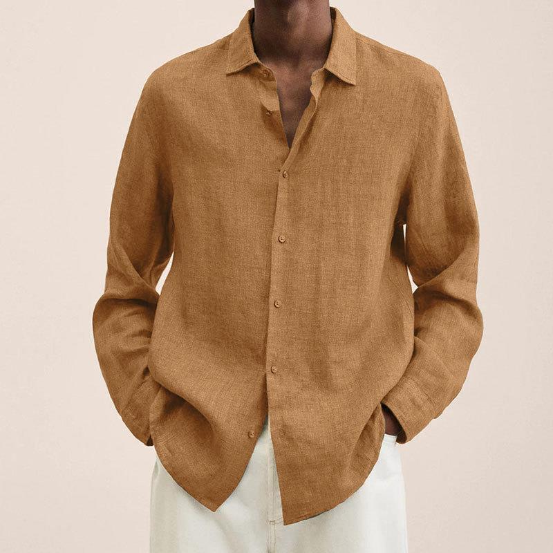 Herren nan leichtes Leinenhemd mit klassischem Kragen und lässigem Relaxed Fit EB