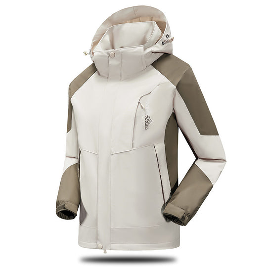 Herren Wind- und Wasserabweisende Trekkingjacke mit verstellbarer Kapuze und Brustreißverschluss EB