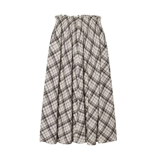 Damen Maxirock mit lässigem Kordelzug und karierter Musterung EB