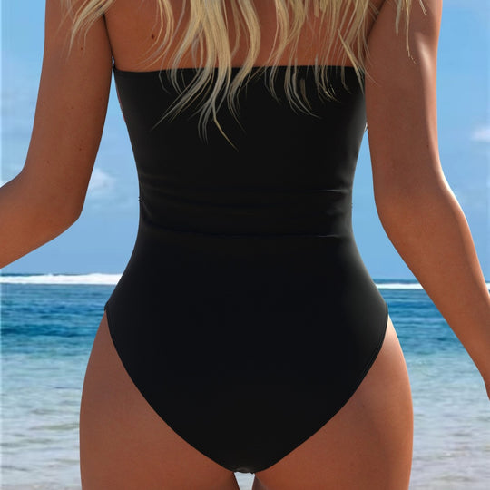 Damen moderner Badeanzug mit floralem Muster und schmeichelndem Schnitt EB