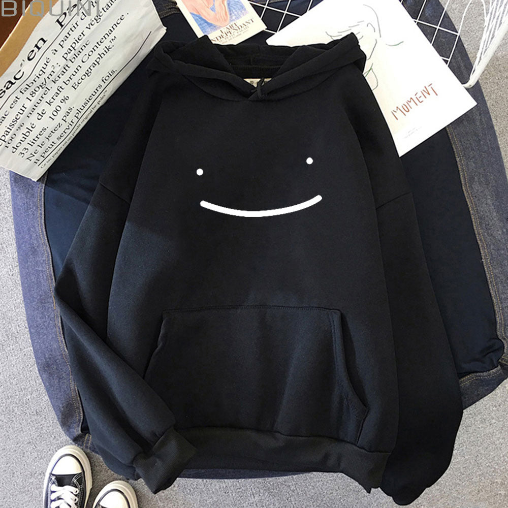 Unisex nan oversized Kapuzenpullover mit minimalistischem Frontprint und Kängurutasche EB