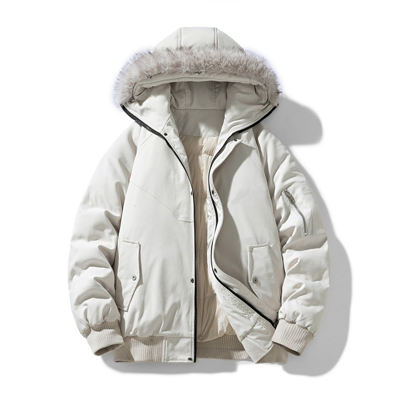 Herren gesteppte Winterparka mit abnehmbarer Kunstfellkapuze und winddichter Wattierung EB