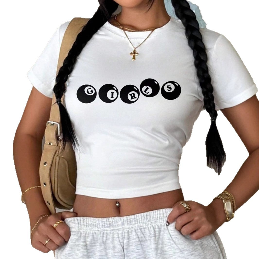 Damen cropped T-Shirt mit verspieltem Aufdruck EB