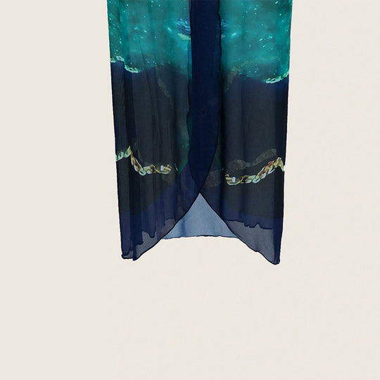 Damen Einteiler Badeanzug mit transparentem Wickelrock EB