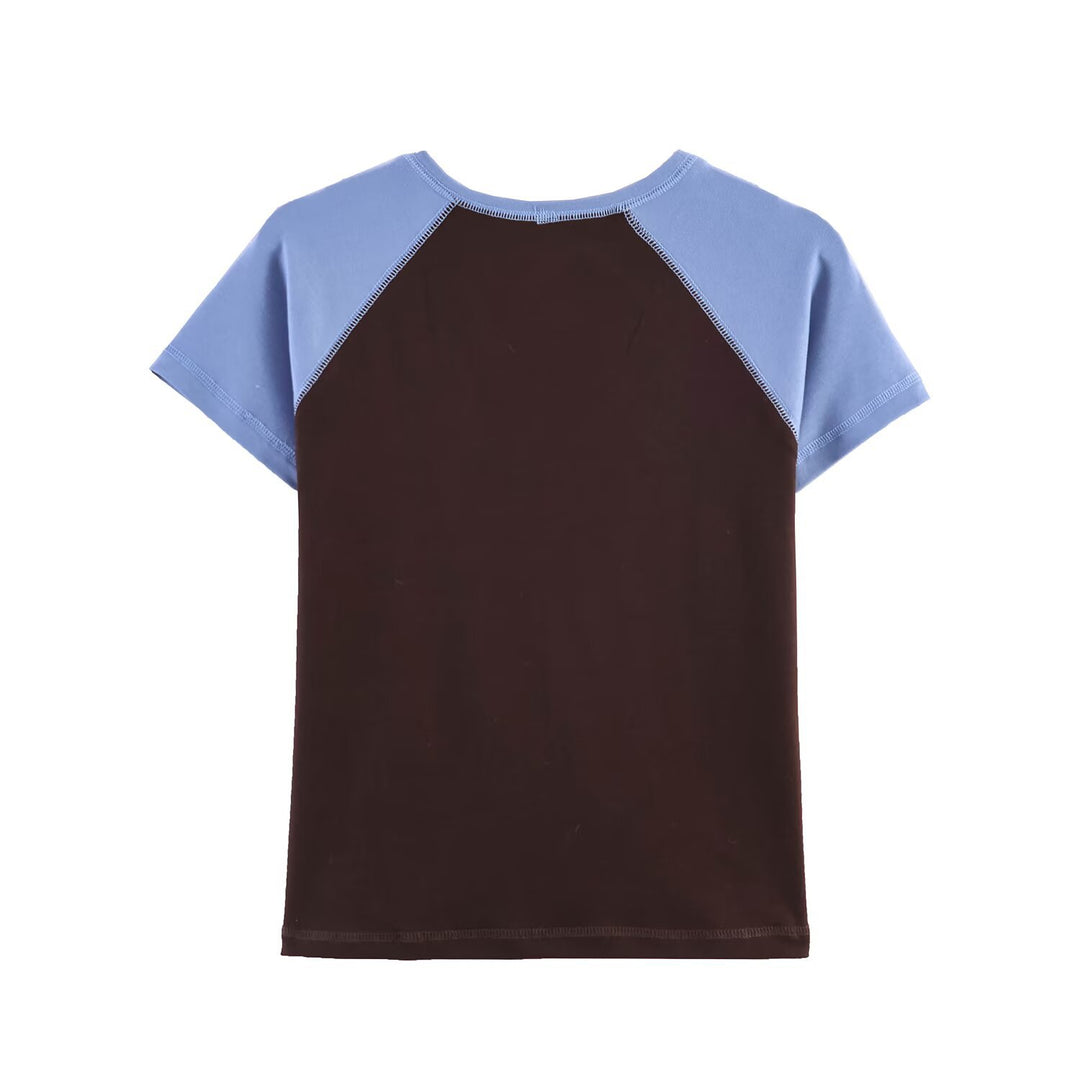 Damen Sportliches T-Shirt mit Kontrastärmeln und lässigem Schnitt EB