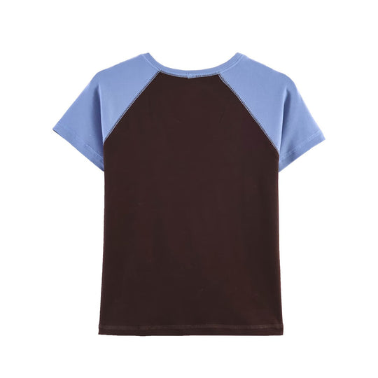 Damen Sportliches T-Shirt mit Kontrastärmeln und lässigem Schnitt EB