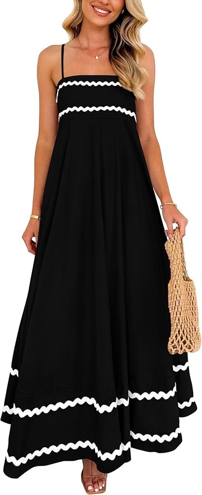 Damen Maxikleid mit eleganten Zierhörnchen und verstellbaren Trägern EB