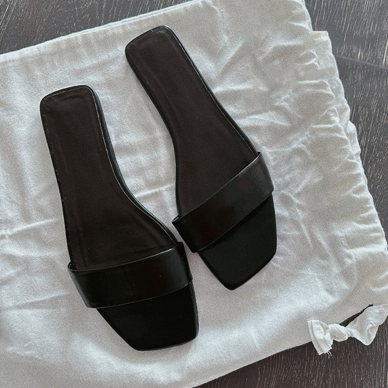 Damen Flache Pantoletten mit breitem Riemendesign und komfortabler Sohle EB