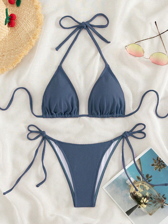 Damen Triangel-Bikini mit verstellbaren Trägern und Seitenbindebändern EB