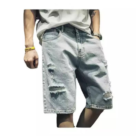 Herren lässige Destroyed Denim-Shorts mit modernen Details und bequemer Passform EB