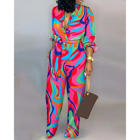 Damen Denim Jumpsuit mit modischem Patchwork-Design und praktischen Taschen EB