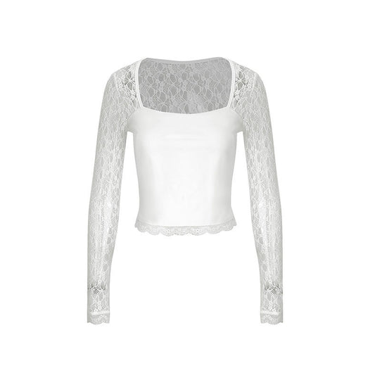 Damen Spitzentop mit langen Ärmeln und elegantem Schnitt EB