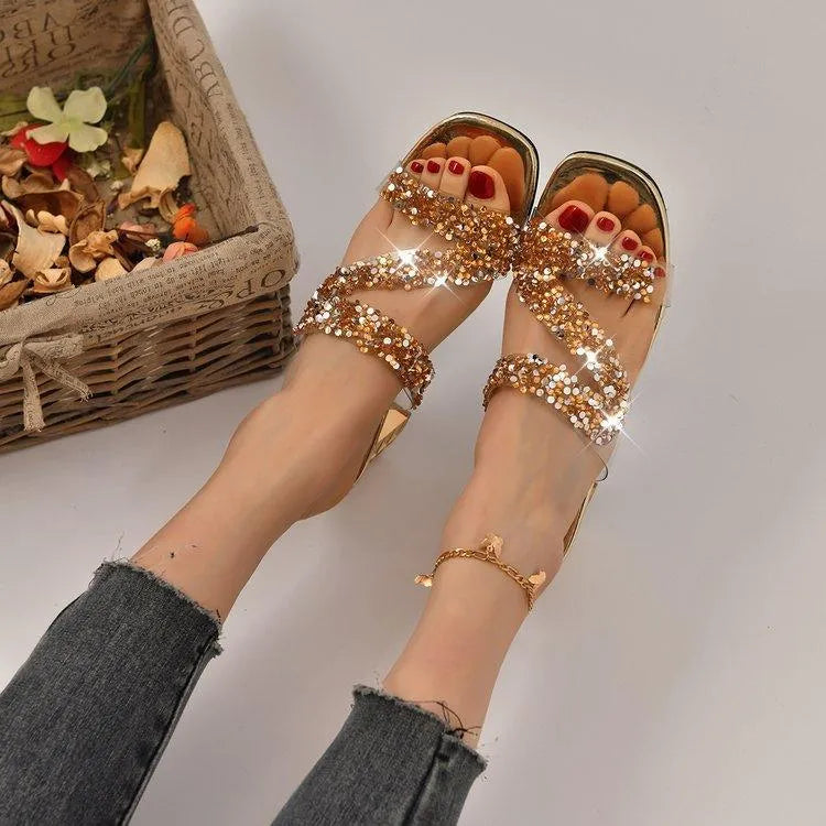 EB | Sandalen mit Absätzen und Pailletten