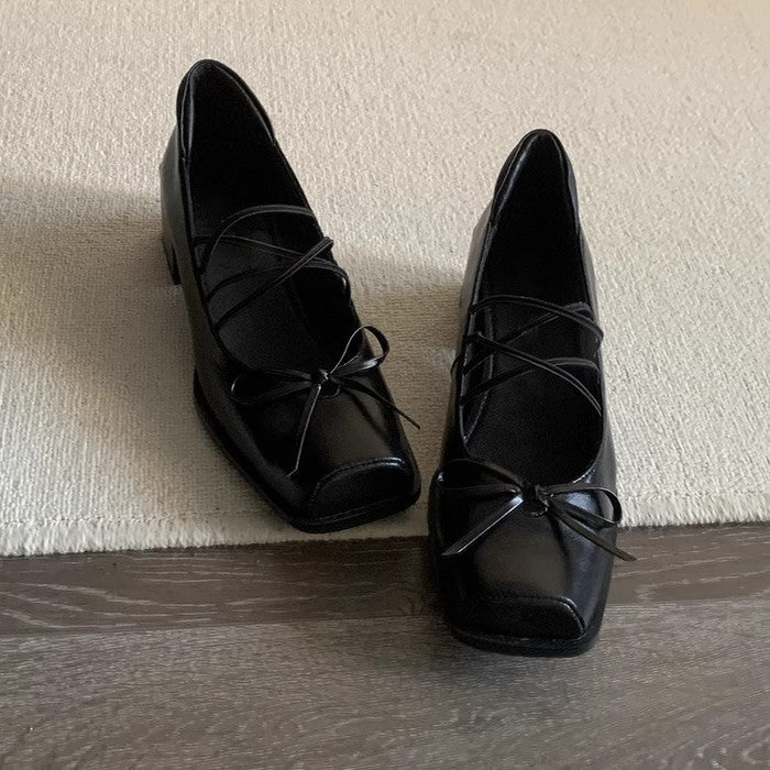 Damen elegante Ballerinas mit moderner Metalloberfläche und bequemem Blockabsatz EB